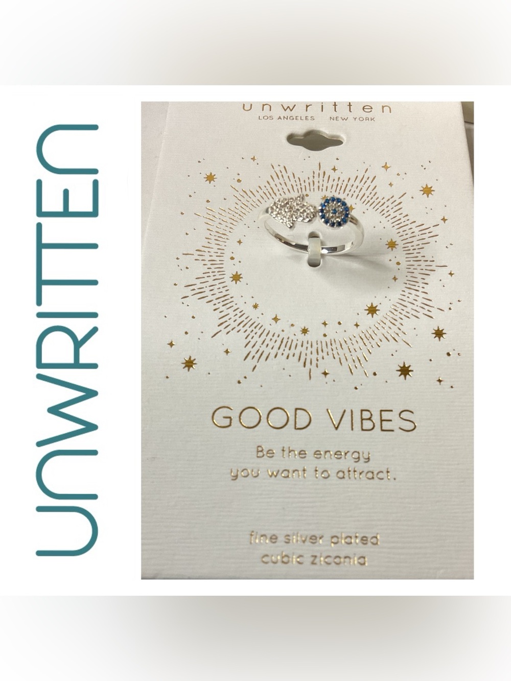 🌟 Unwritten CZ Hamsa and Evil Eye Ring